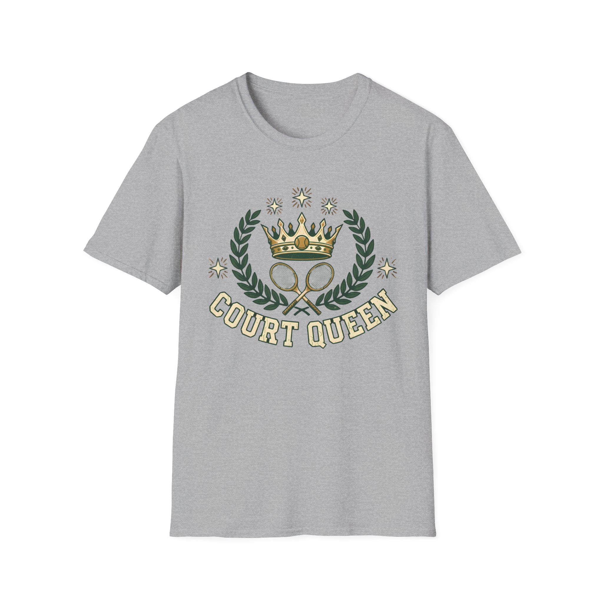 Court Queen Tennis T-Shirt — Vintage Crown Crest Tee