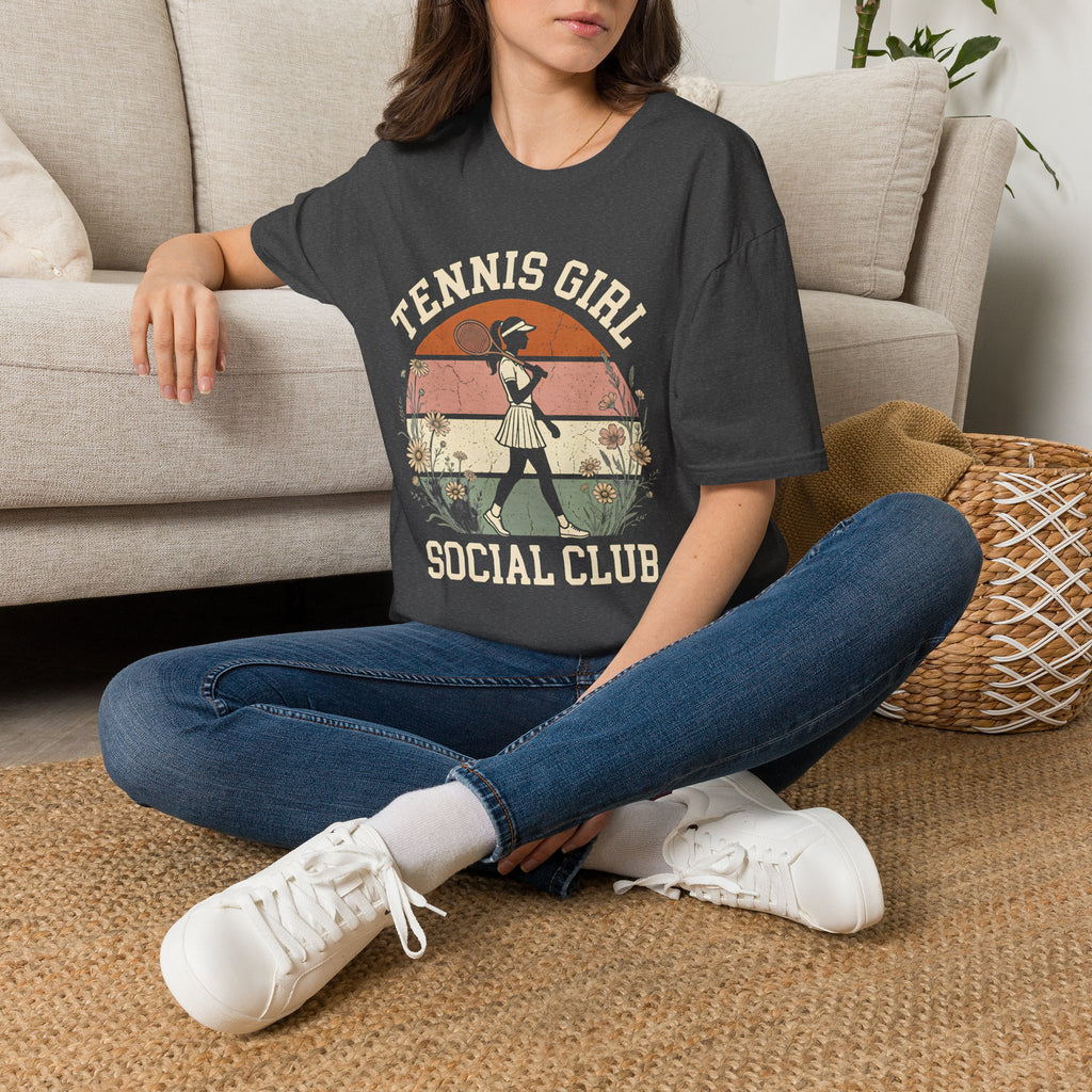 Retro Tennis Girl T-Shirt — Vintage Tennis Club Graphic Tee