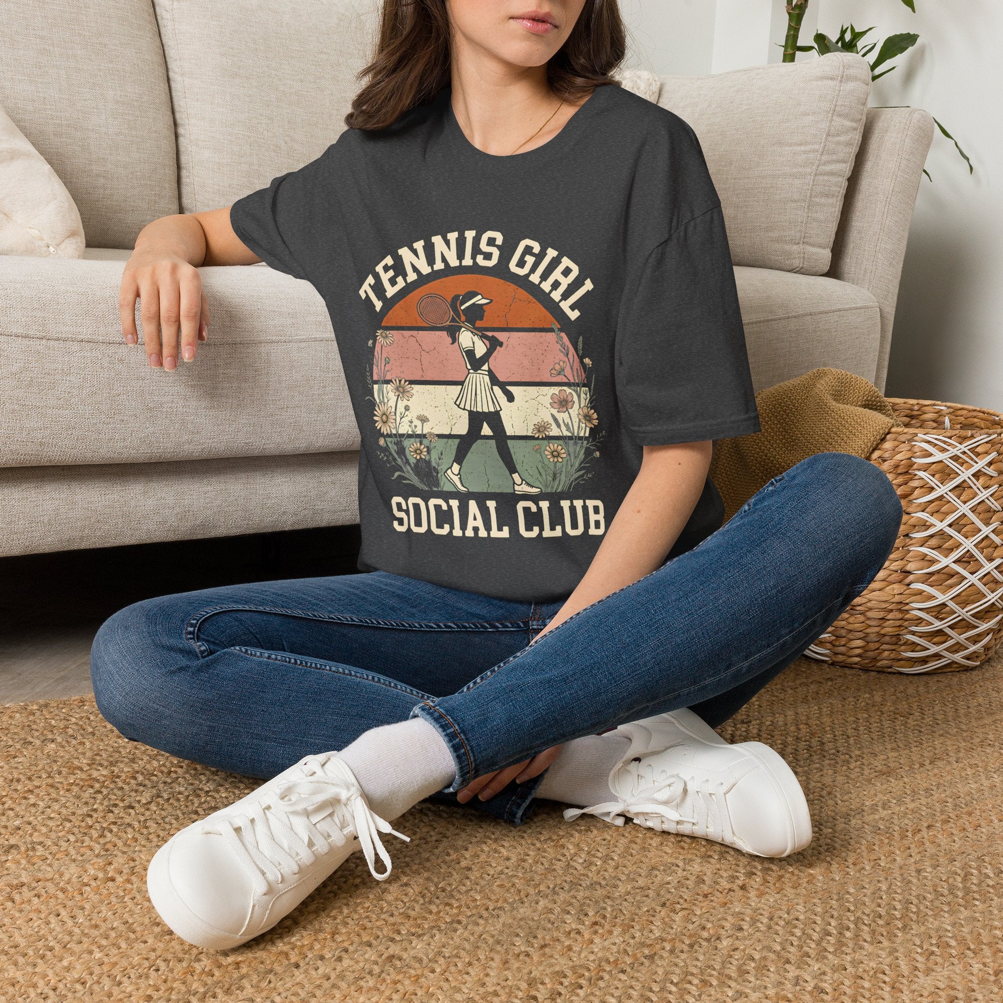 Retro Tennis Girl T-Shirt — Vintage Tennis Club Graphic Tee