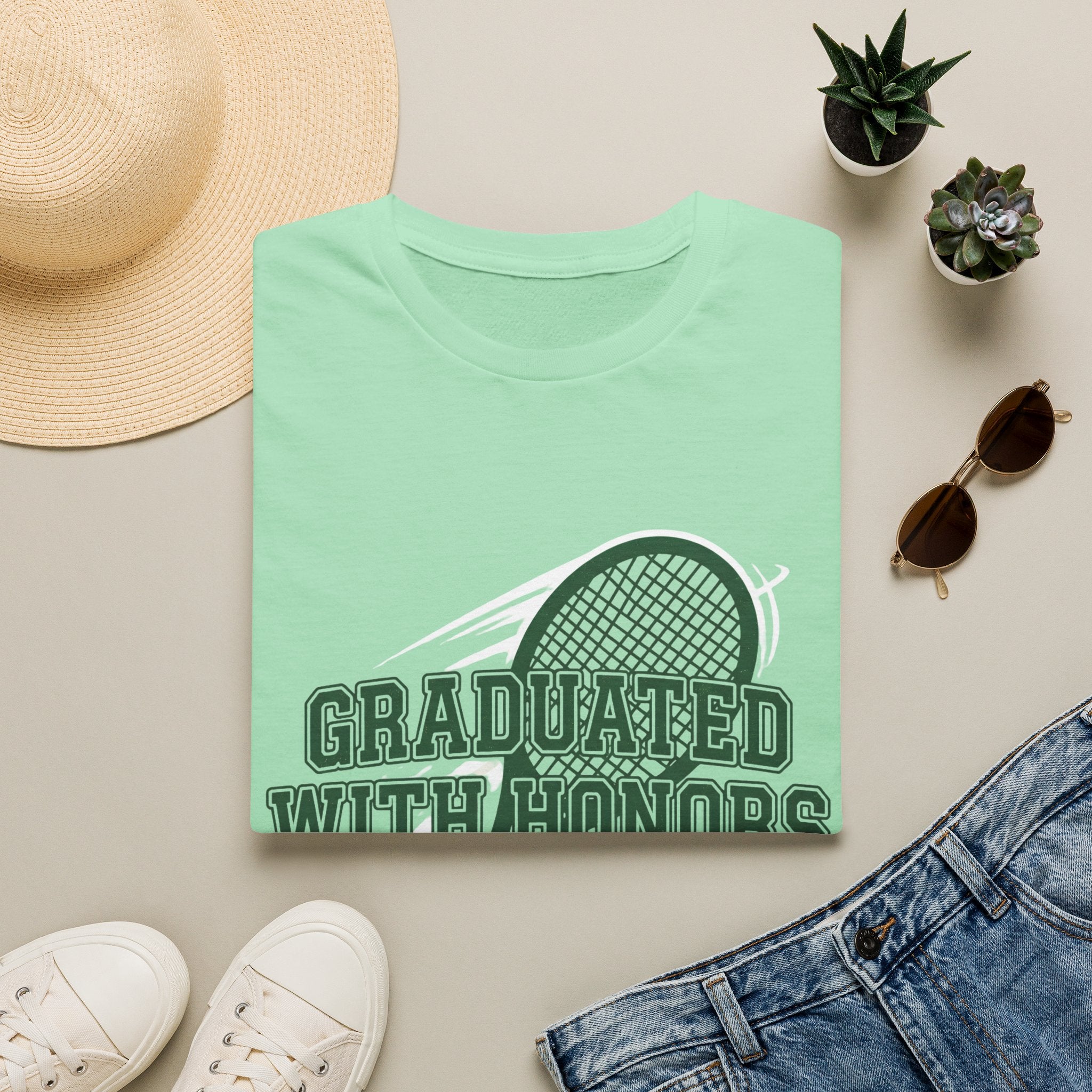 Graduated With Honors Tennis T-Shirt — Vintage Collegiate Topspin Tee
