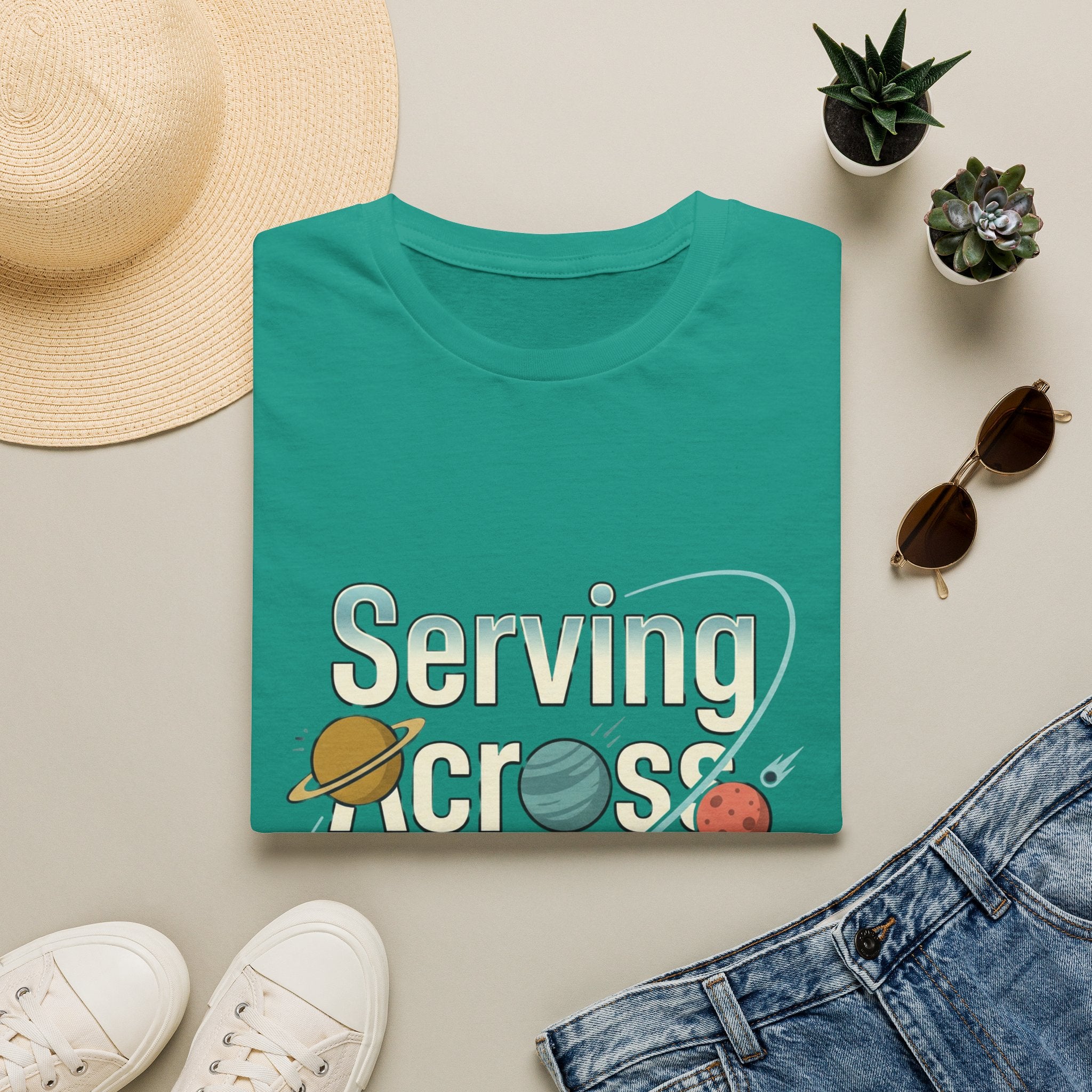 Serving Across the Galaxy Retro Space T-Shirt