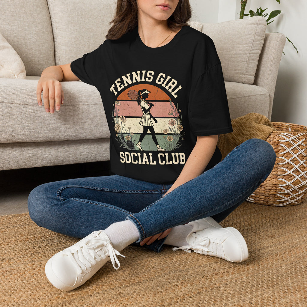 Retro Tennis Girl T-Shirt — Vintage Tennis Club Graphic Tee
