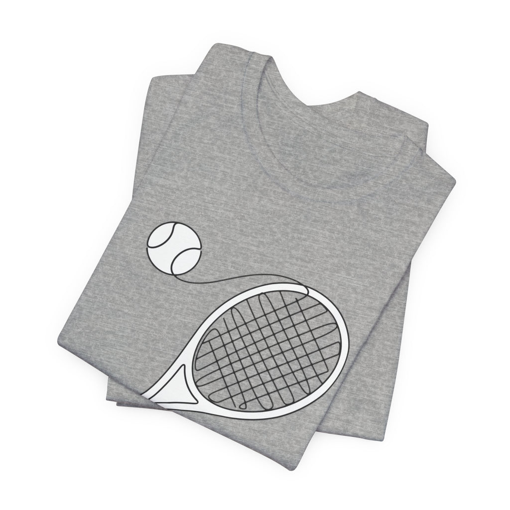 Tennis Racket & Ball Graphic Tee – Minimal Sports T‑Shirt for Players & Fans