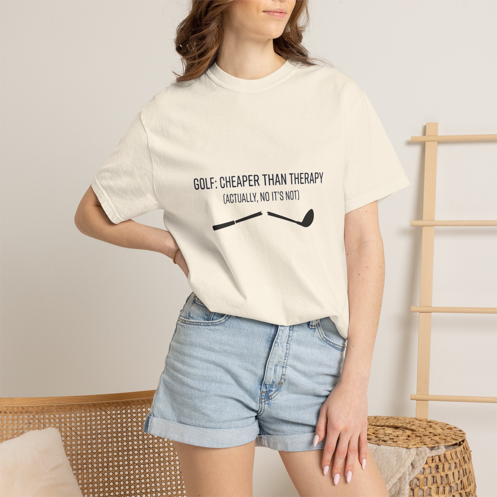 Golf: Cheaper Than Therapy T-Shirt — Funny Golfers Tee
