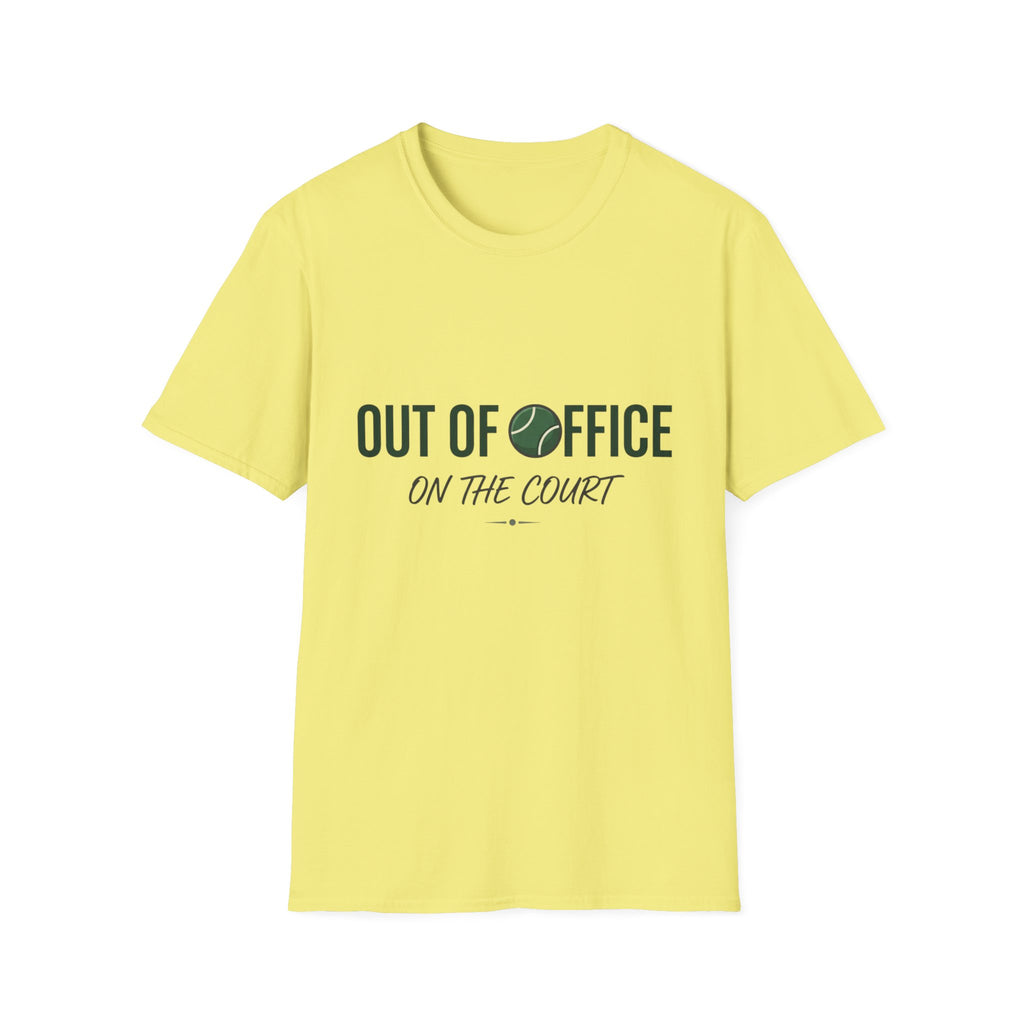 T-Shirt — "Out of Office on the Court" Tennis Graphic Tee