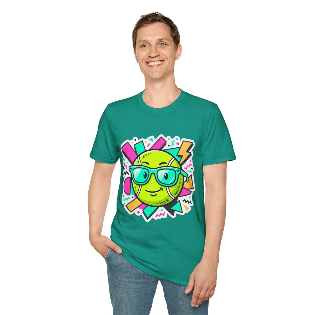 Retro Smiley Sunglasses T-Shirt — Neon Pop Graphic Tee