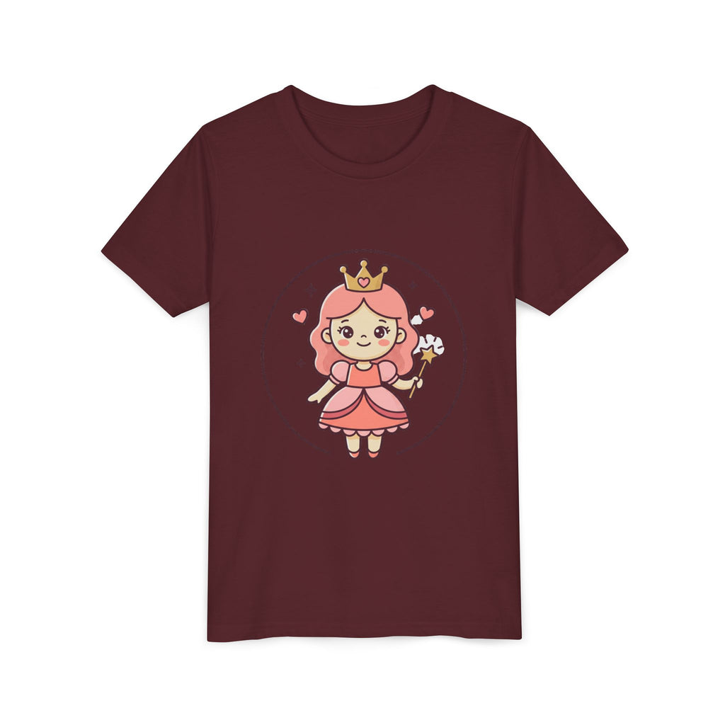 Princess Fairy Kids T-Shirt - Cute Pink Crowned Princess Graphic Youth Tee