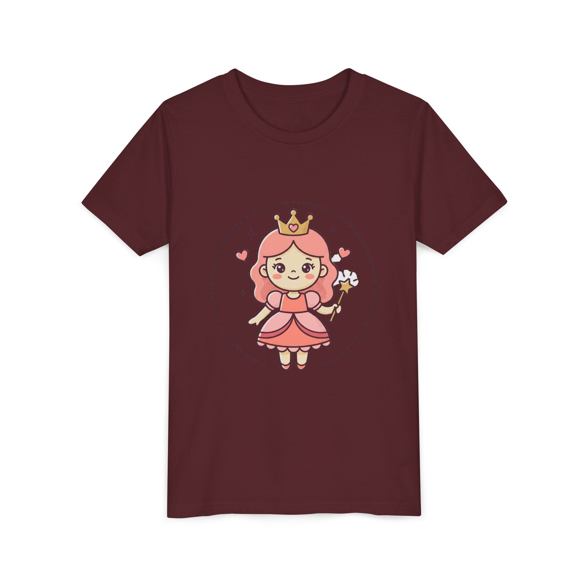 Princess Fairy Kids T-Shirt - Cute Pink Crowned Princess Graphic Youth Tee
