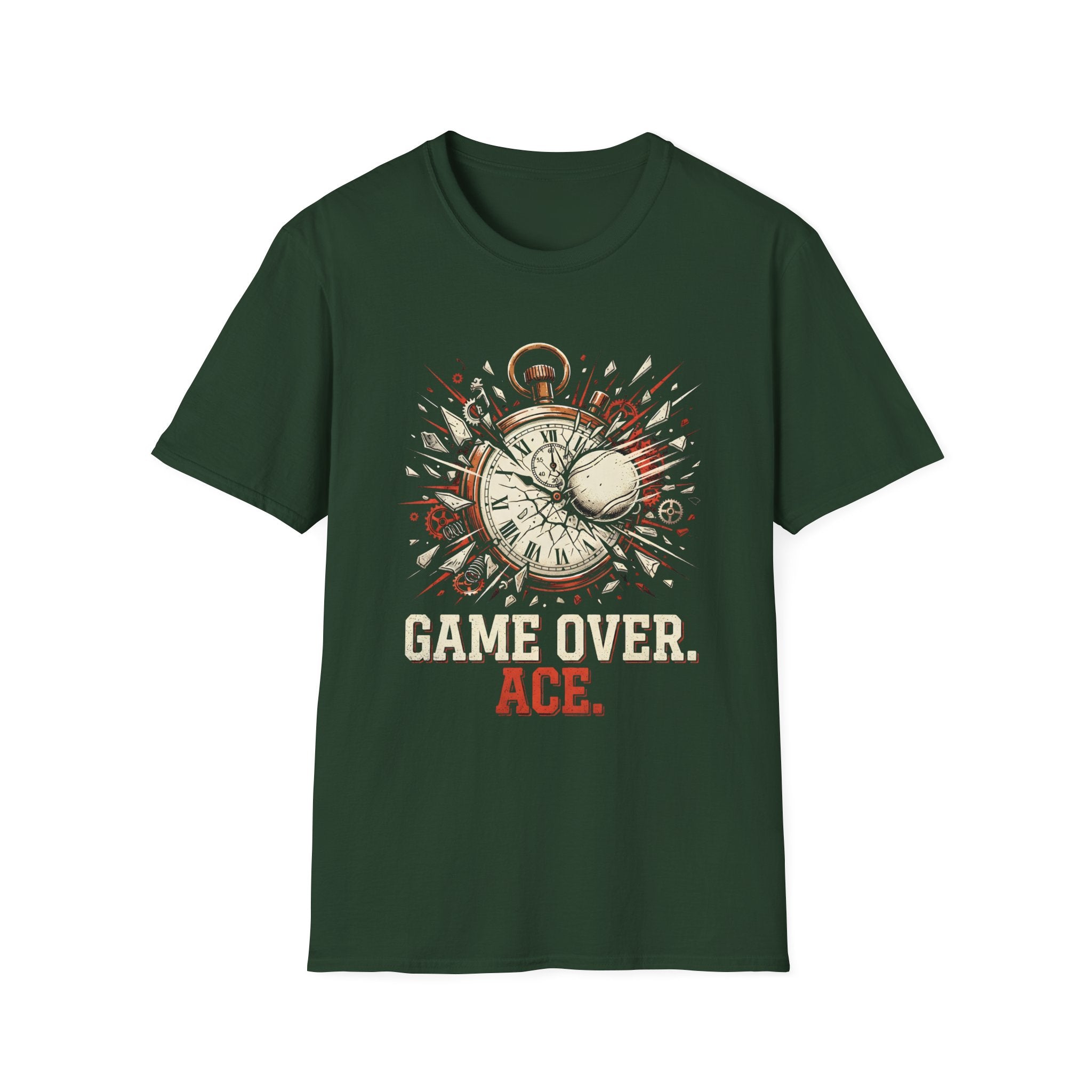 Game Over Ace T-Shirt — Vintage Pocket Watch Explosion Gamer Tee