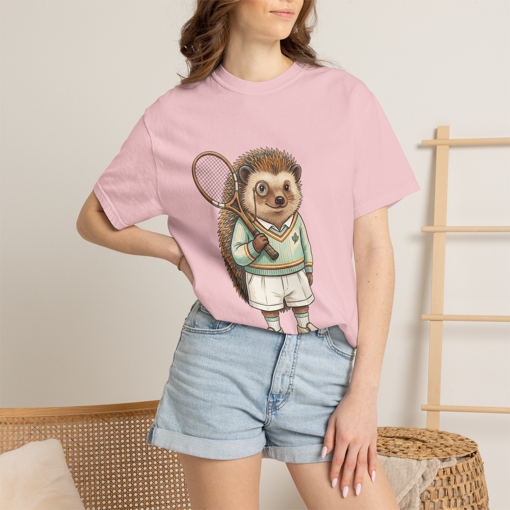 Hedgehog Tennis Player T‑Shirt — Cute Vintage Sports Animal Tee