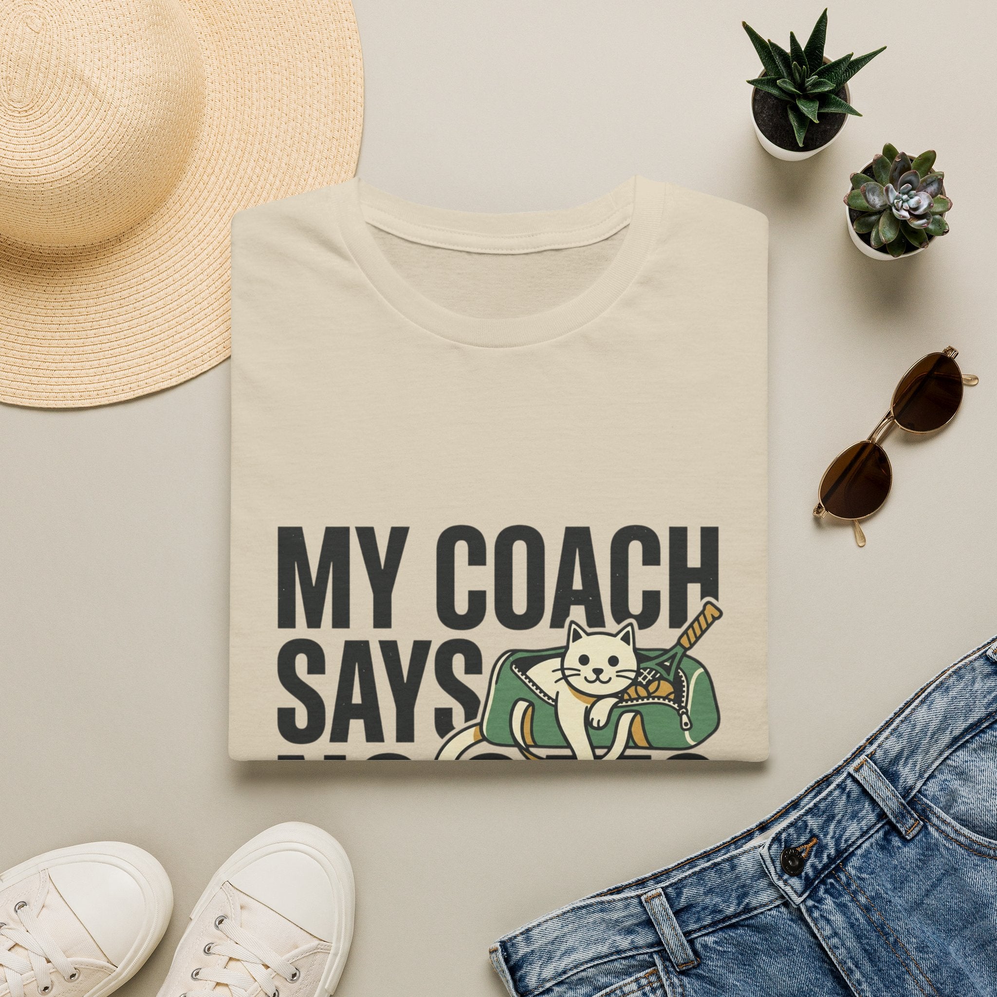 My Coach Says No Cats Funny Cat T-Shirt