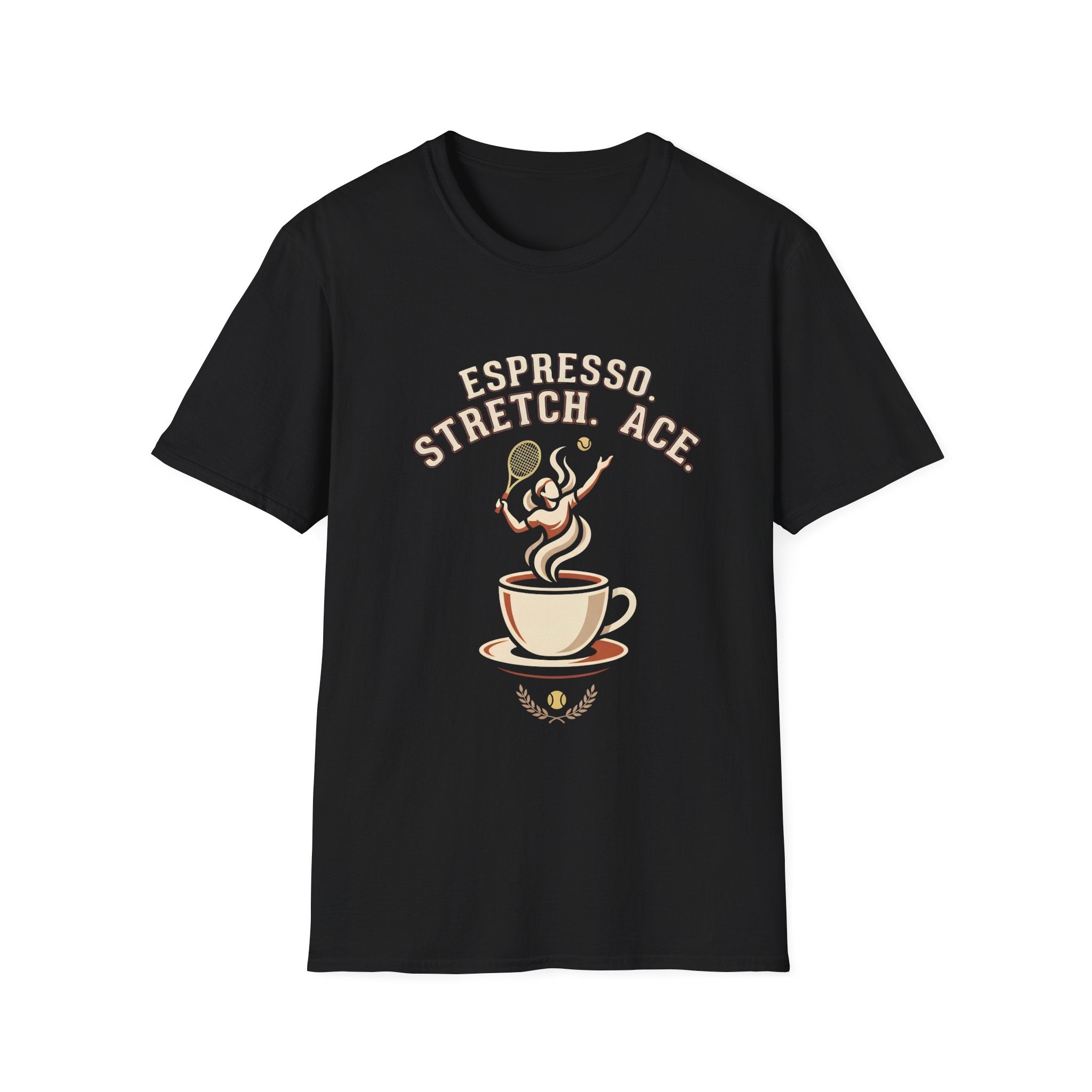Espresso Stretch Ace T-Shirt — Coffee & Tennis Vintage Graphic Tee