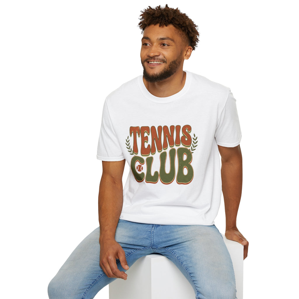Tennis Club T‑Shirt — Retro Green & Orange Graphic Tee