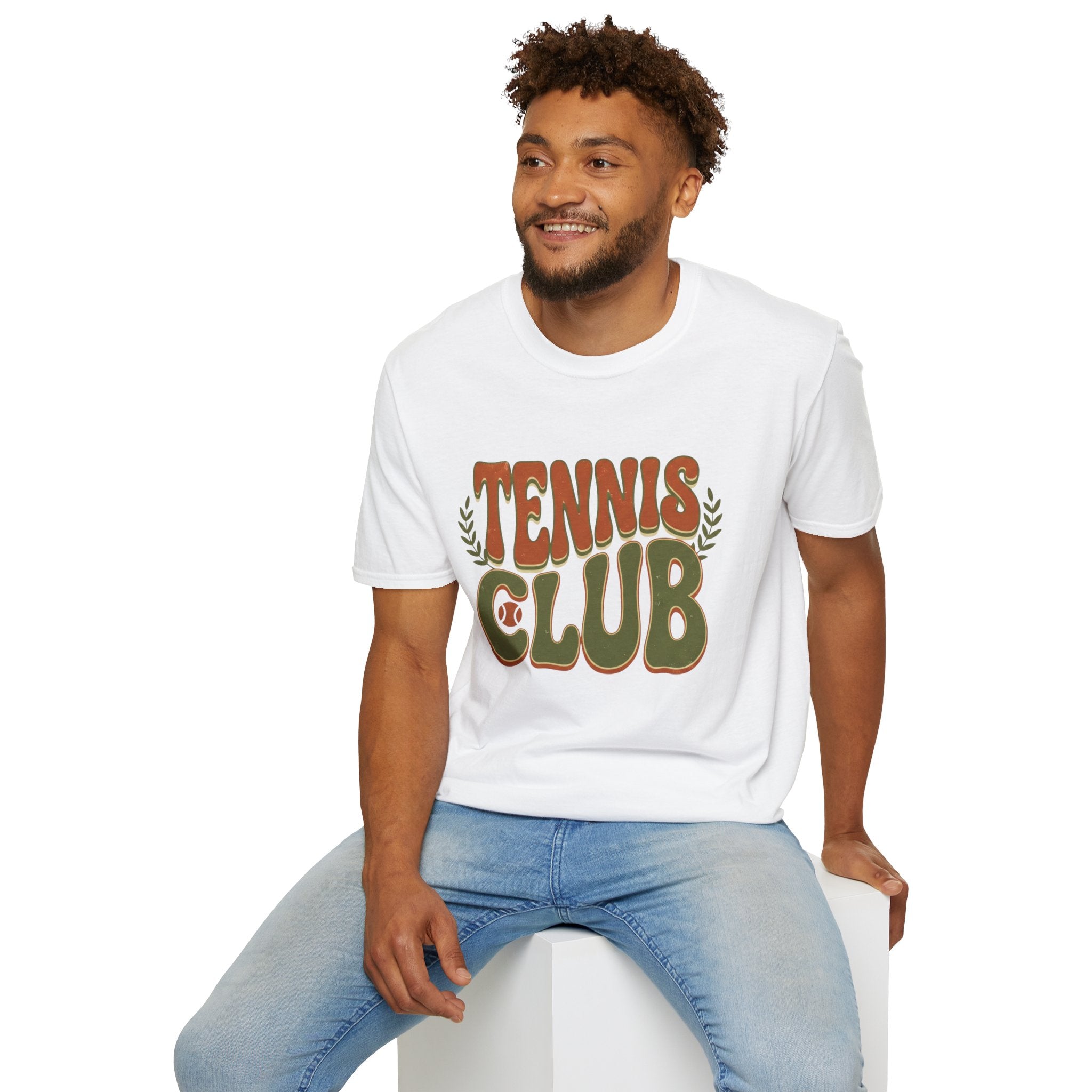 Tennis Club T‑Shirt — Retro Green & Orange Graphic Tee