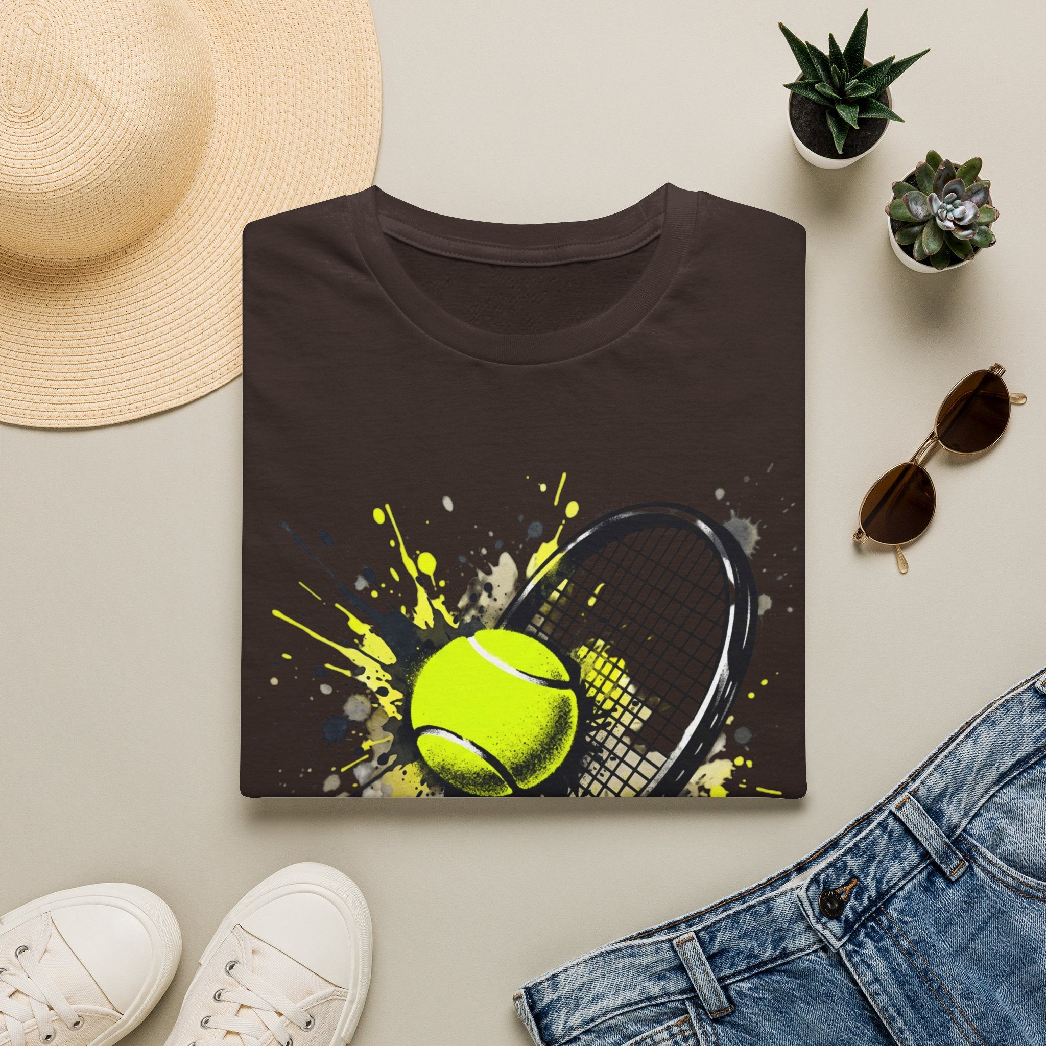 T-Shirt — Splash Tennis Racket & Ball Graphic Tee