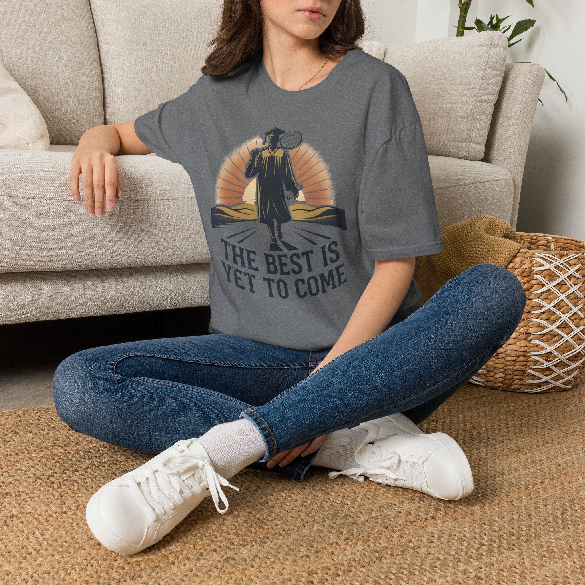 Graduation T-shirt — "The Best Is Yet To Come" Cap & Gown Sunrise