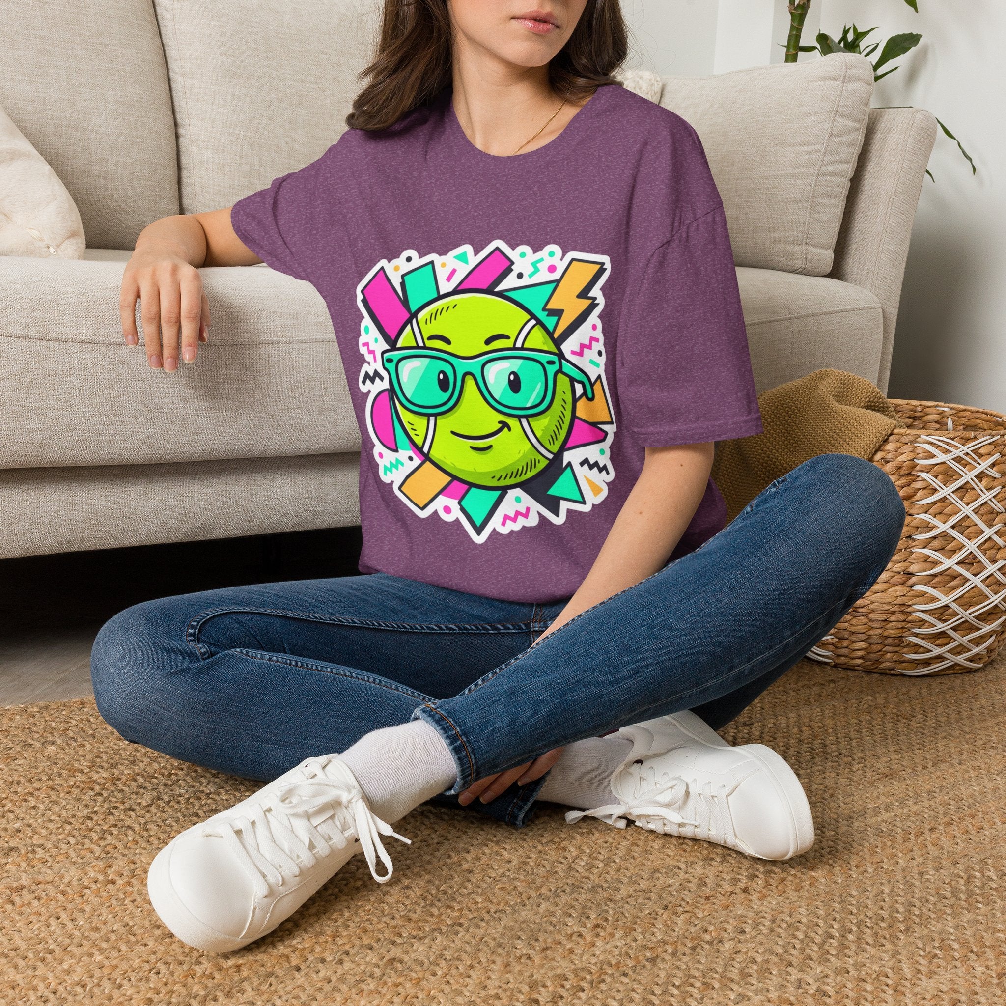 Retro Smiley Sunglasses T-Shirt — Neon Pop Graphic Tee