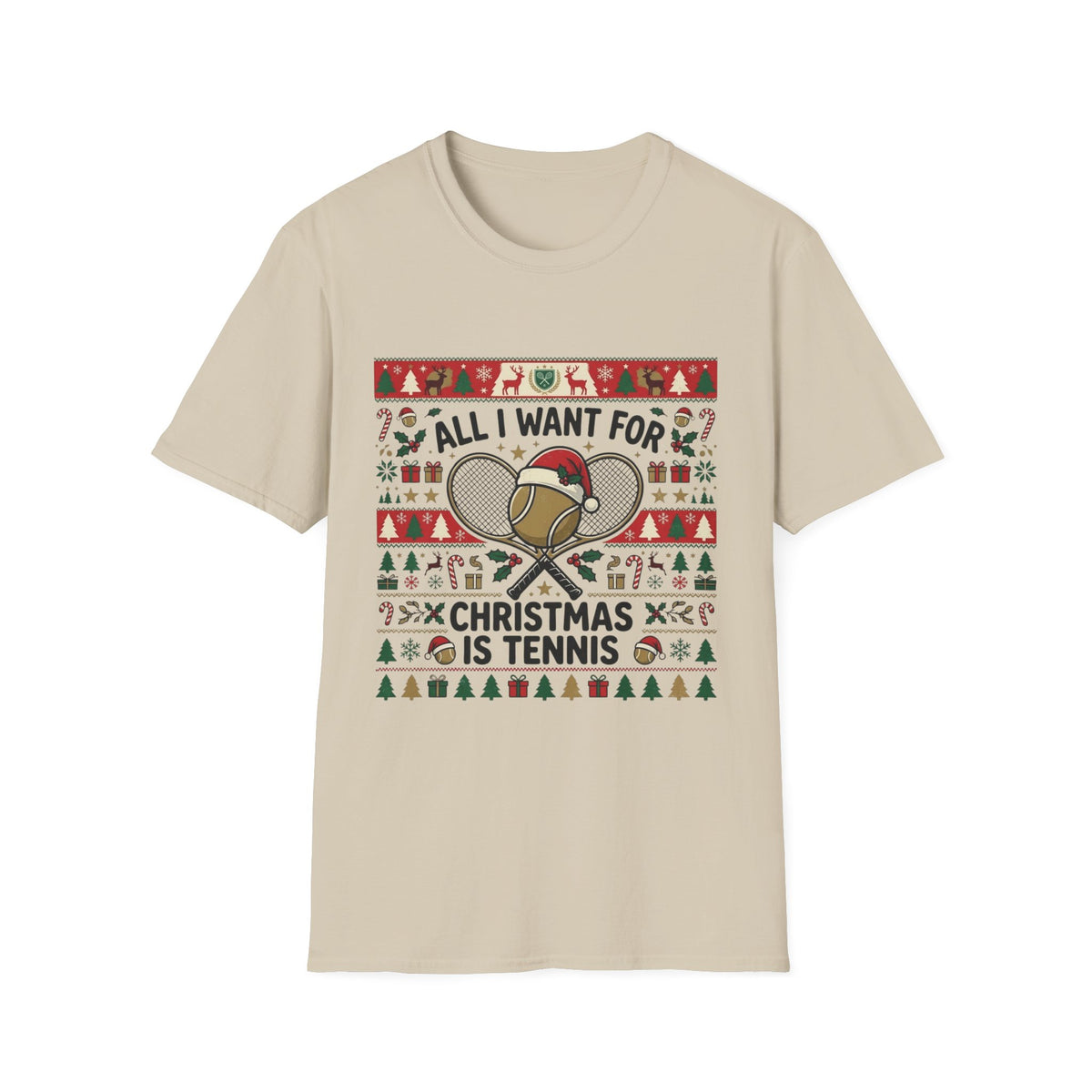 Tennis Christmas T‑Shirt — "All I Want For Christmas Is Tennis" Holiday Tee