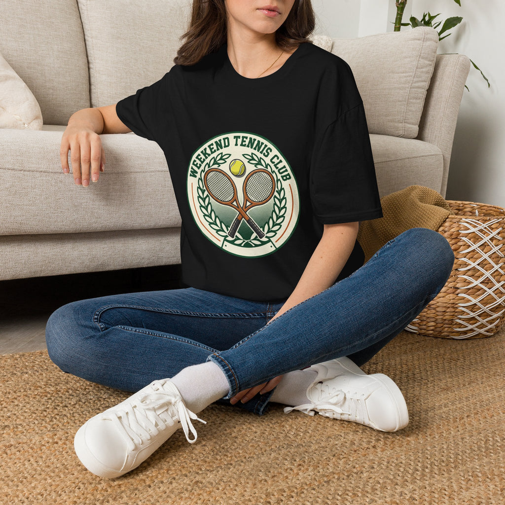 Weekend Tennis Club T-Shirt — Retro Tennis Racket & Ball Graphic