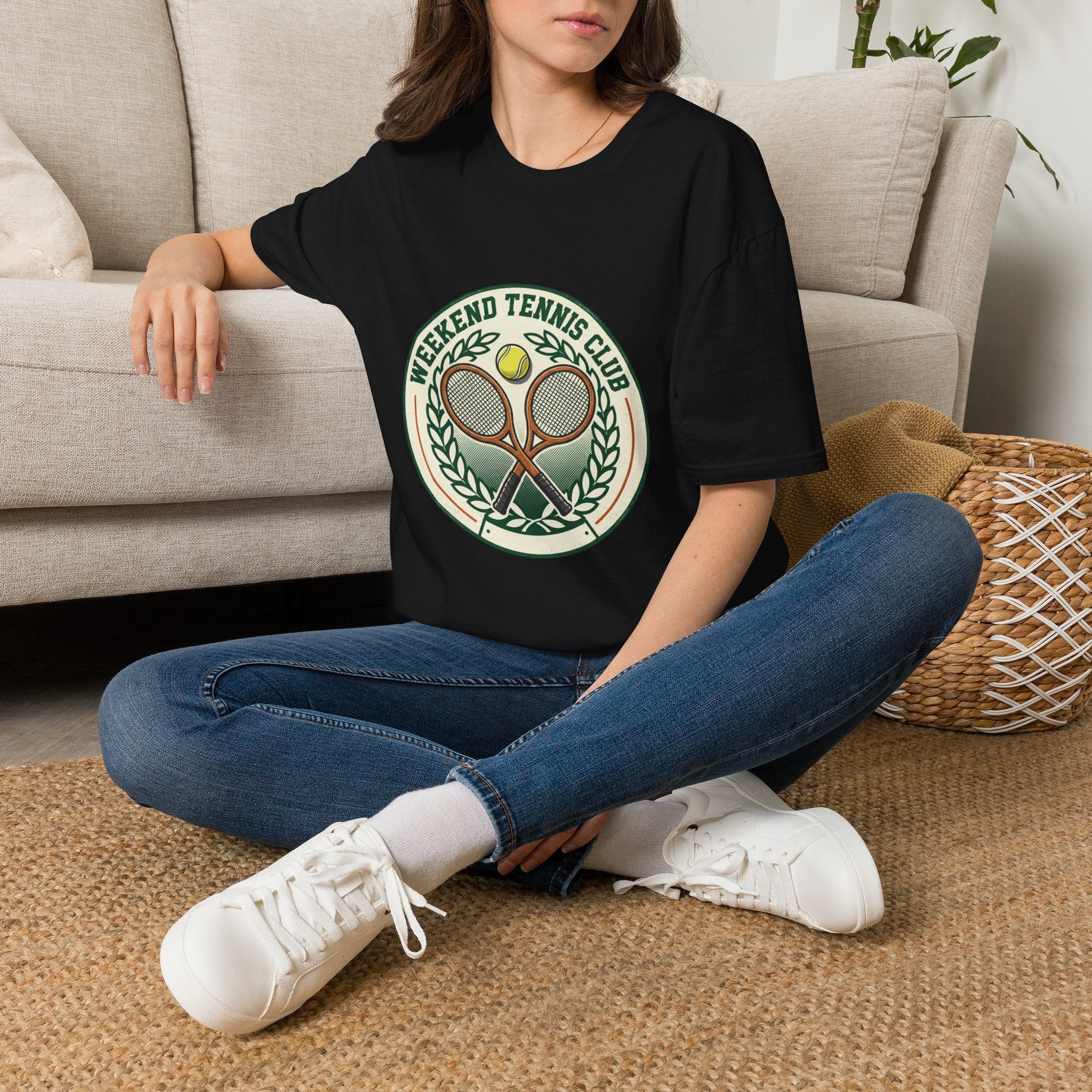 Weekend Tennis Club T-Shirt — Retro Tennis Racket & Ball Graphic