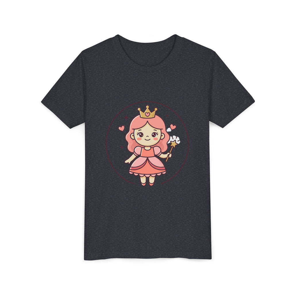 Princess Fairy Kids T-Shirt - Cute Pink Crowned Princess Graphic Youth Tee