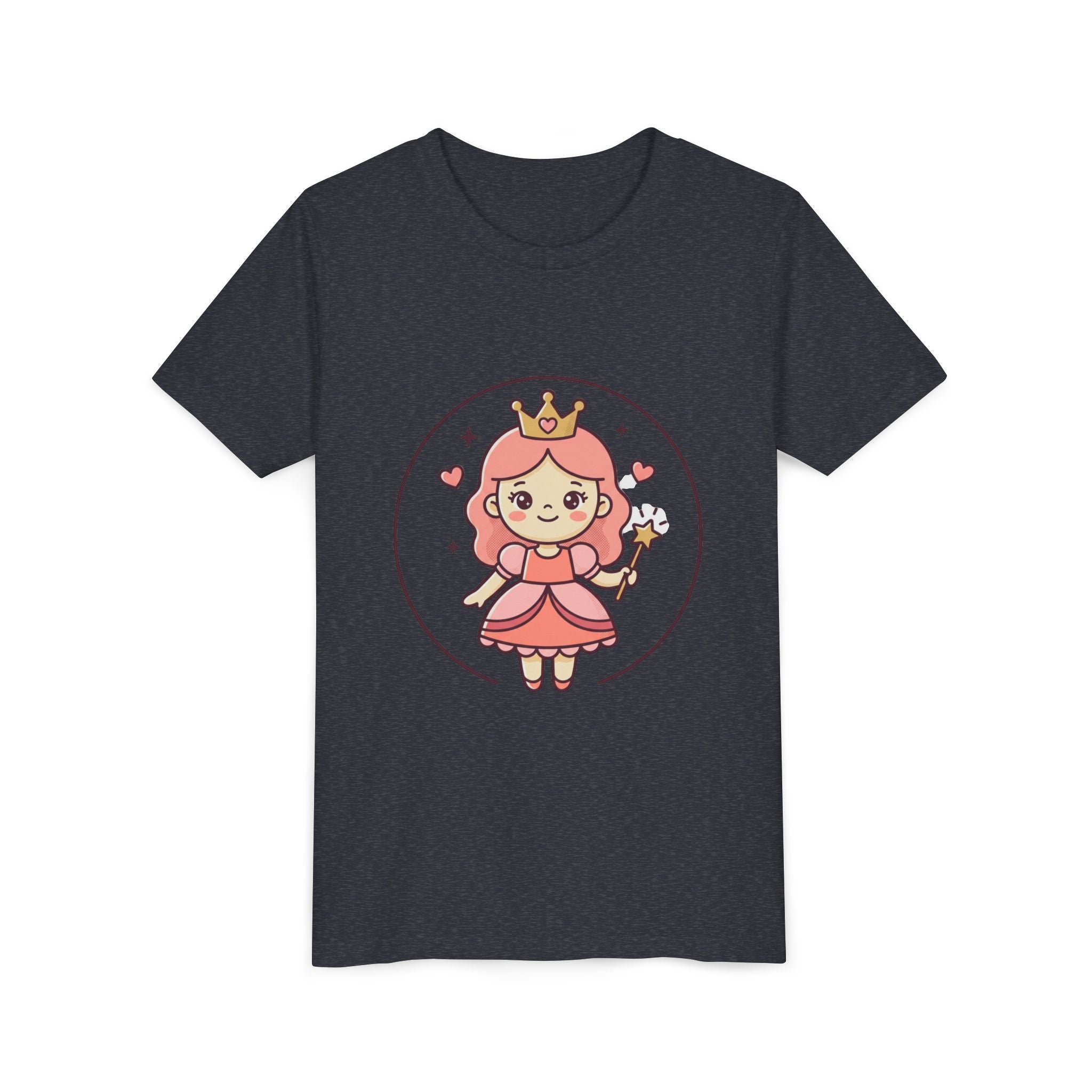 Princess Fairy Kids T-Shirt - Cute Pink Crowned Princess Graphic Youth Tee