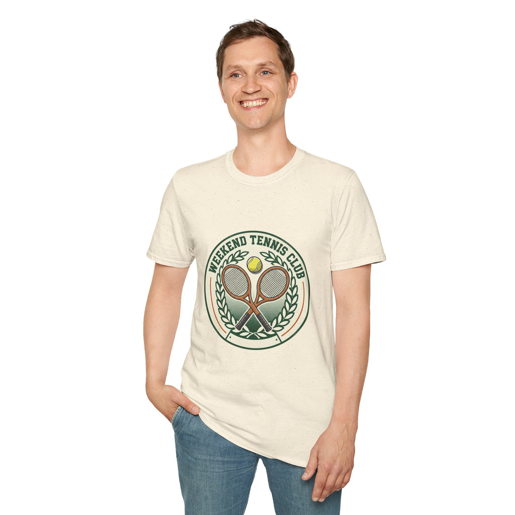 Weekend Tennis Club T-Shirt — Retro Tennis Racket & Ball Graphic