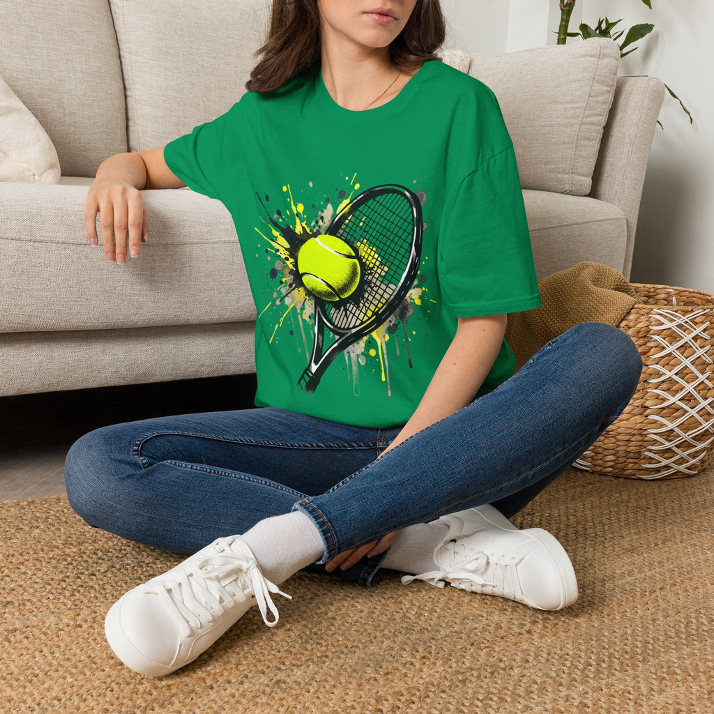 T-Shirt — Splash Tennis Racket & Ball Graphic Tee