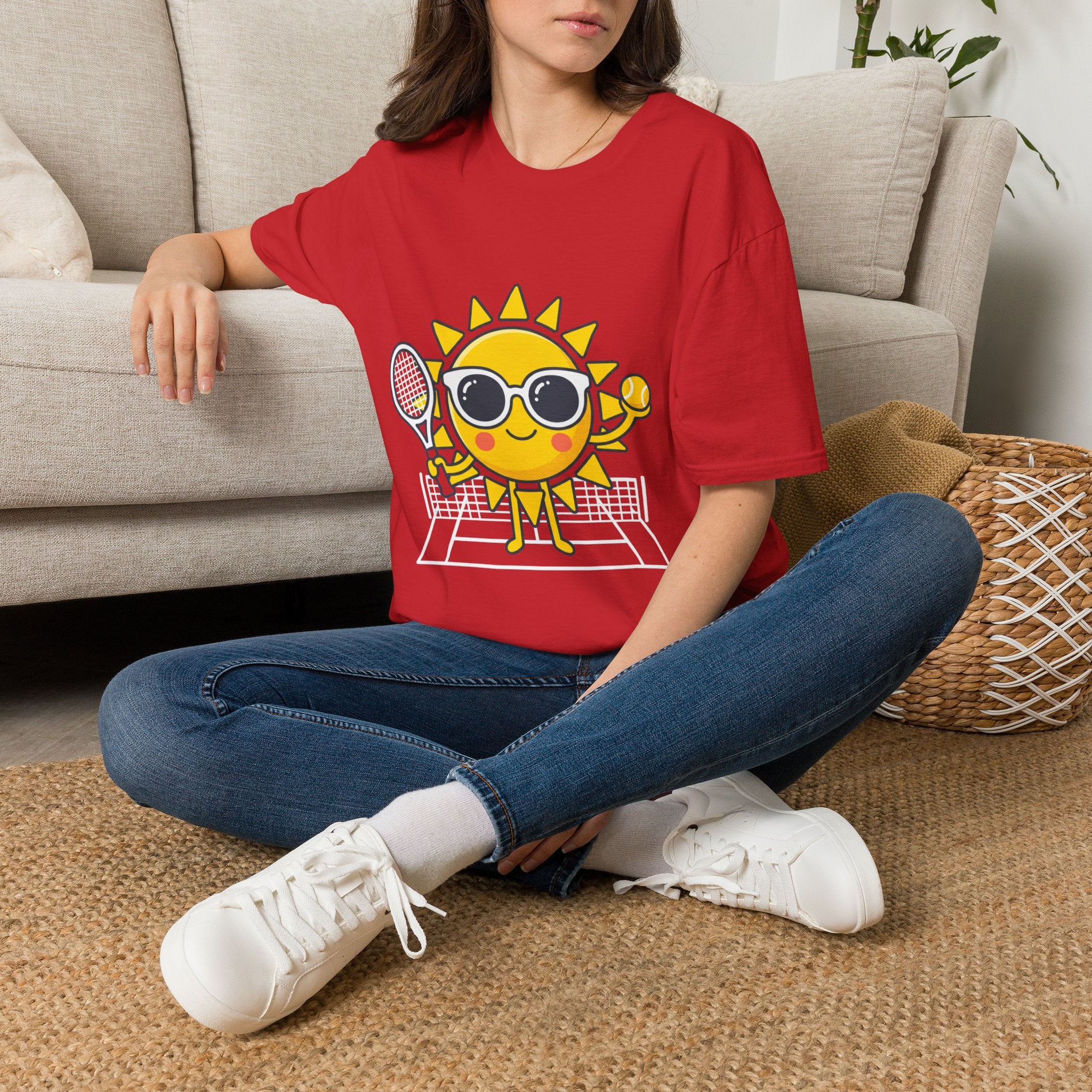 Sunshine Tennis Tee — Cute Sunglasses Sun Graphic T-Shirt