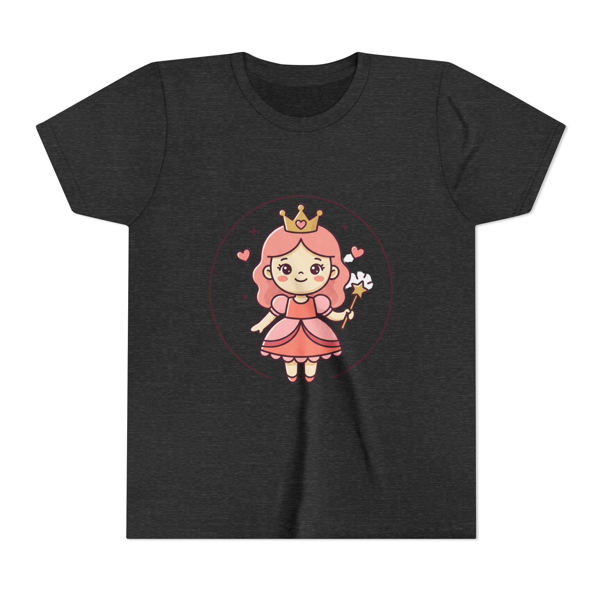 Princess Fairy Kids T-Shirt - Cute Pink Crowned Princess Graphic Youth Tee