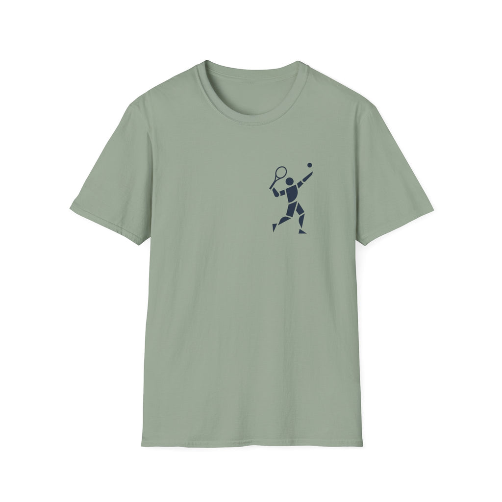Tennis Player Minimalist T‑Shirt — Geometric Tennis Graphic Tee