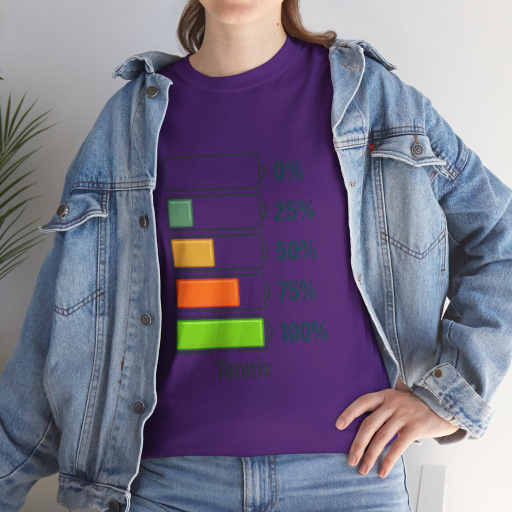 T-Shirt — Tennis Battery Level Graphic Tee (0%-100%)