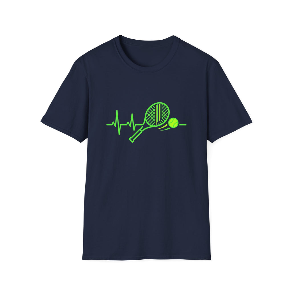 Tennis Racket Heartbeat T-Shirt — Neon Green Tennis Lover Tee
