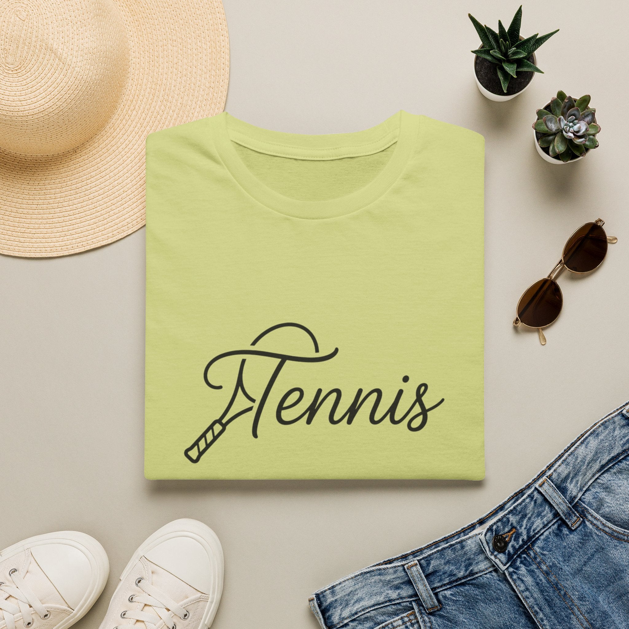 Tennis Script T-Shirt — Elegant Racket Design