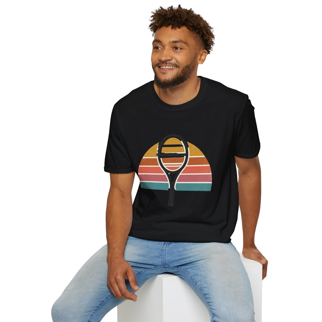 Tennis Racket Retro Sunset T-Shirt