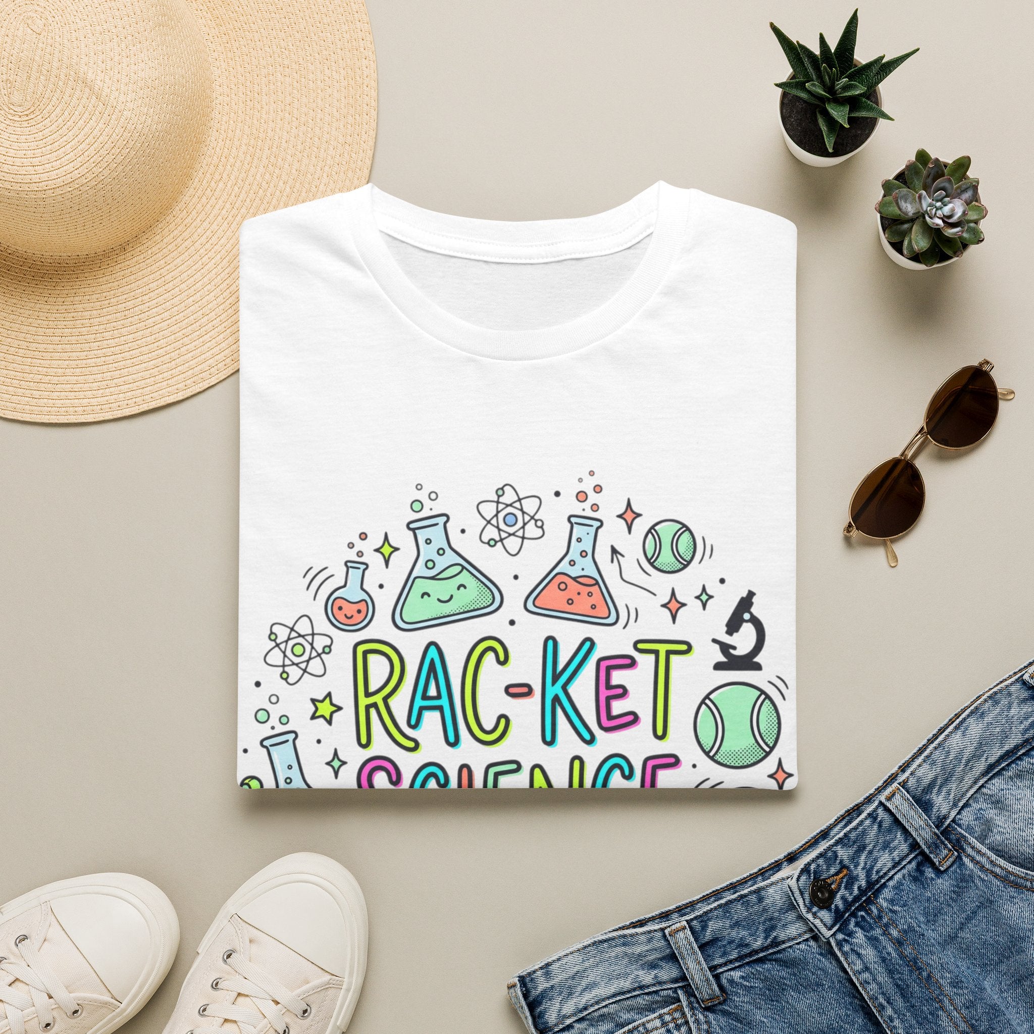 Racket Science T-Shirt — Cute Tennis & Science Graphic Tee