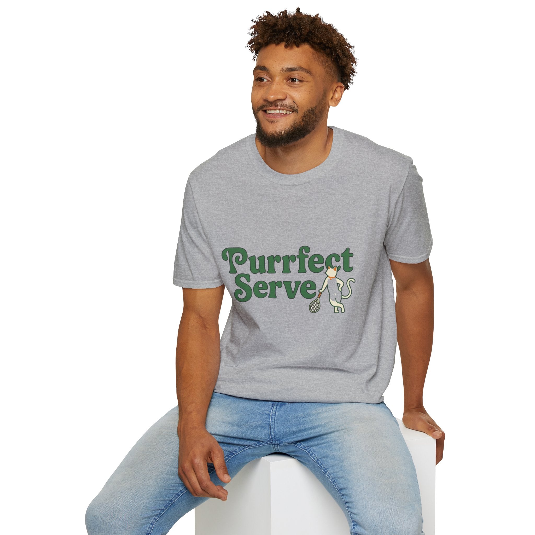 Purrfect Serve Cat Tennis T-Shirt