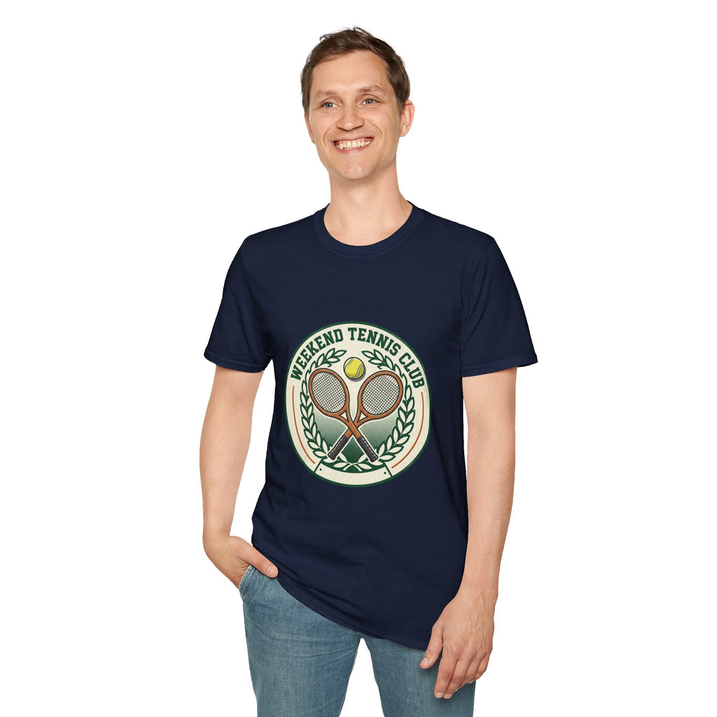 Weekend Tennis Club T-Shirt — Retro Tennis Racket & Ball Graphic