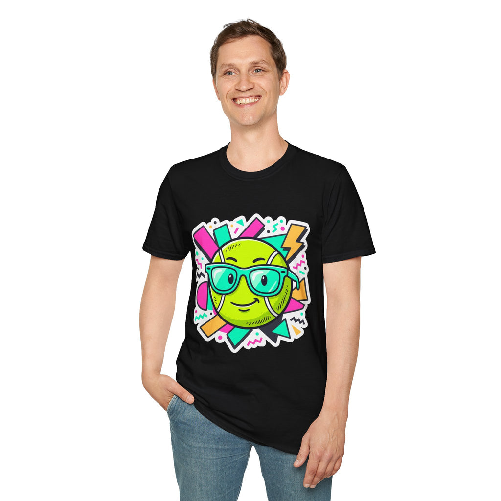 Retro Smiley Sunglasses T-Shirt — Neon Pop Graphic Tee