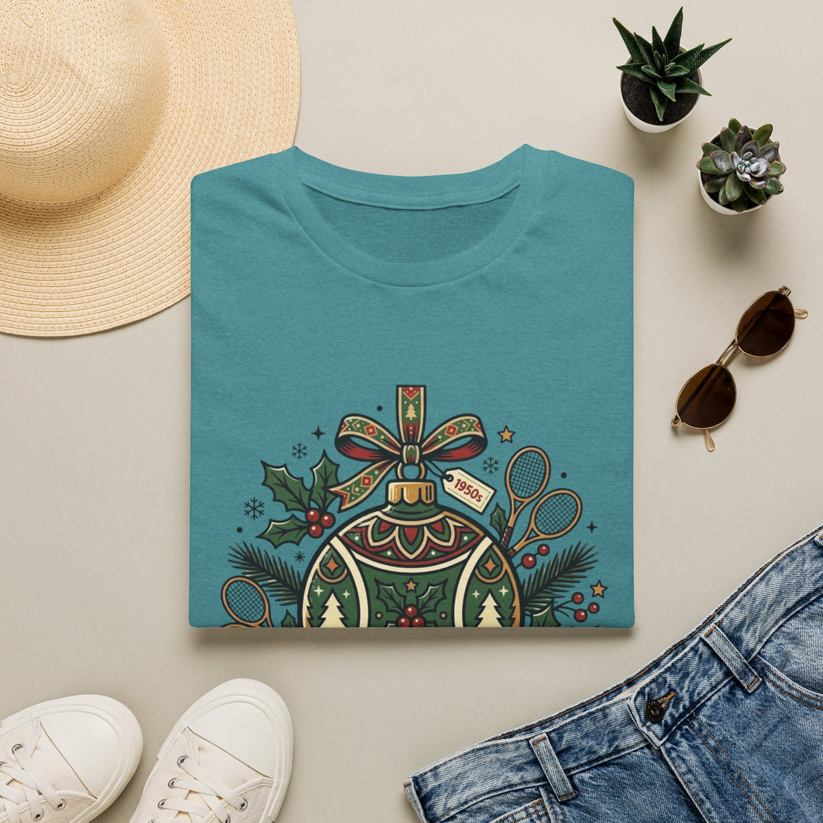 Christmas Tennis Ornament T-Shirt — "Have a Very Merry Match" Holiday Tee