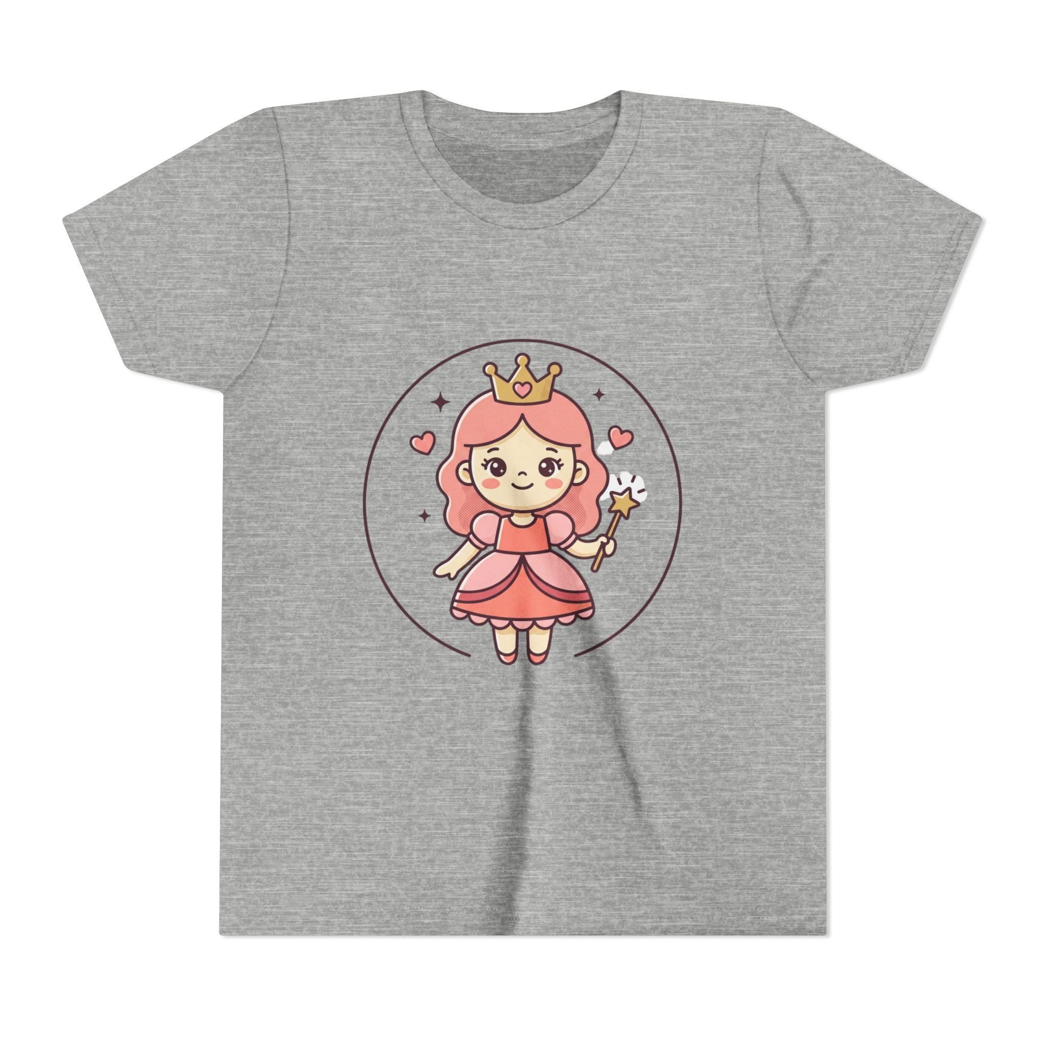 Princess Fairy Kids T-Shirt - Cute Pink Crowned Princess Graphic Youth Tee
