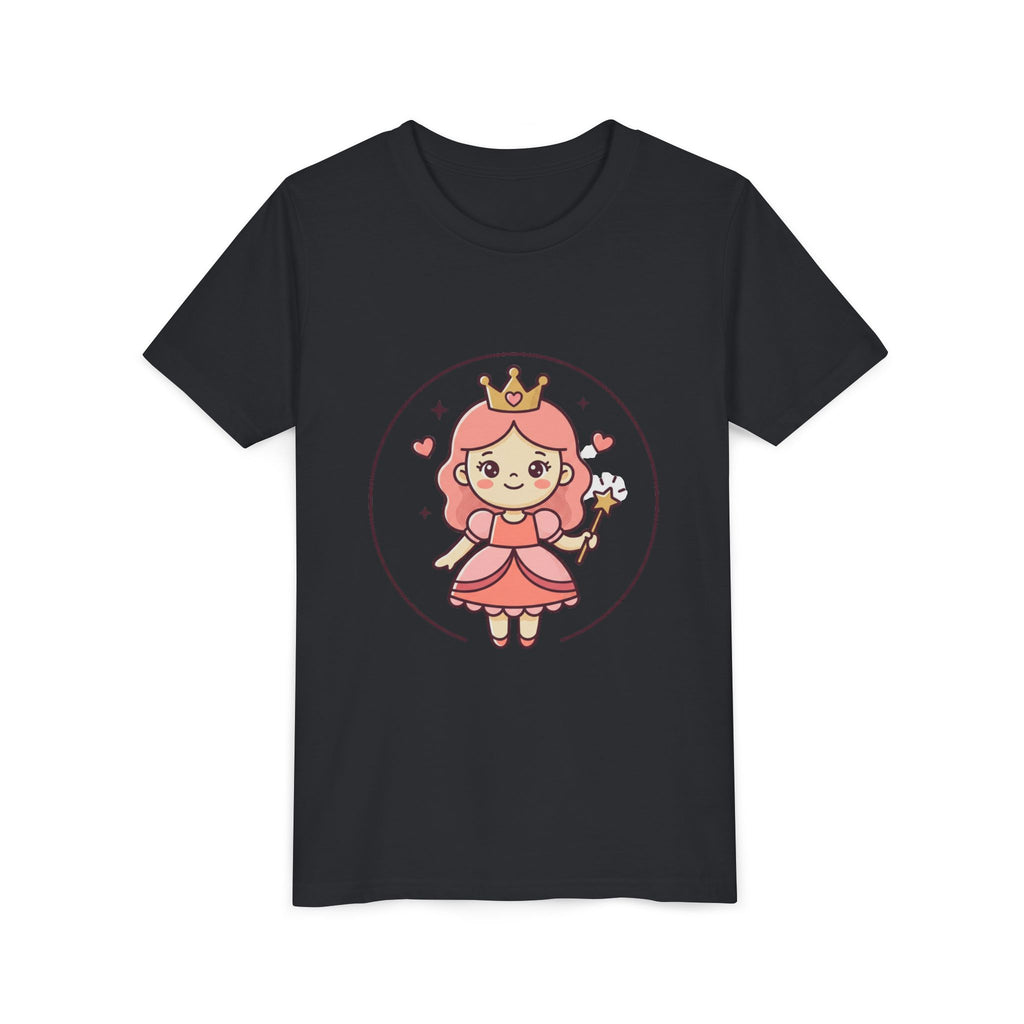 Princess Fairy Kids T-Shirt - Cute Pink Crowned Princess Graphic Youth Tee
