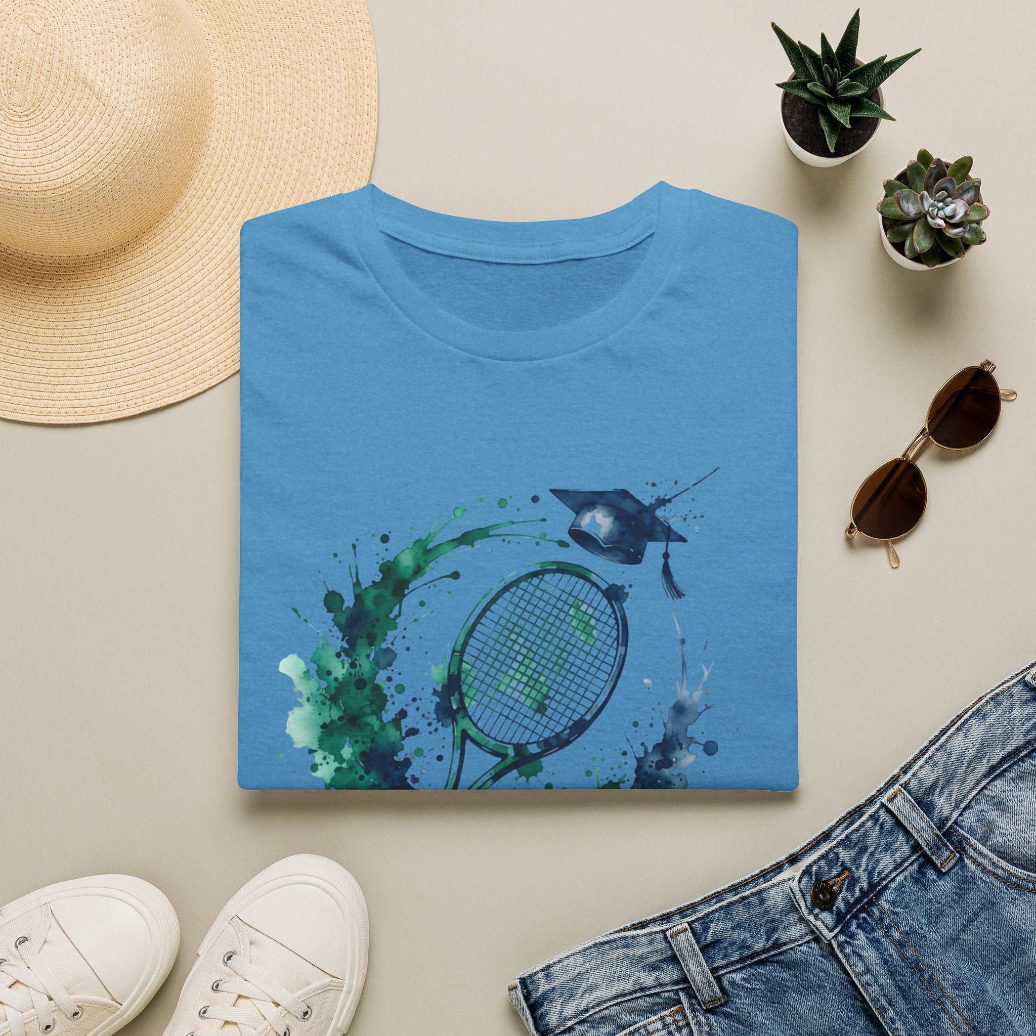 Tennis Watercolor Tee — “The Future Looks Bright” Graduation & Athlete Shirt