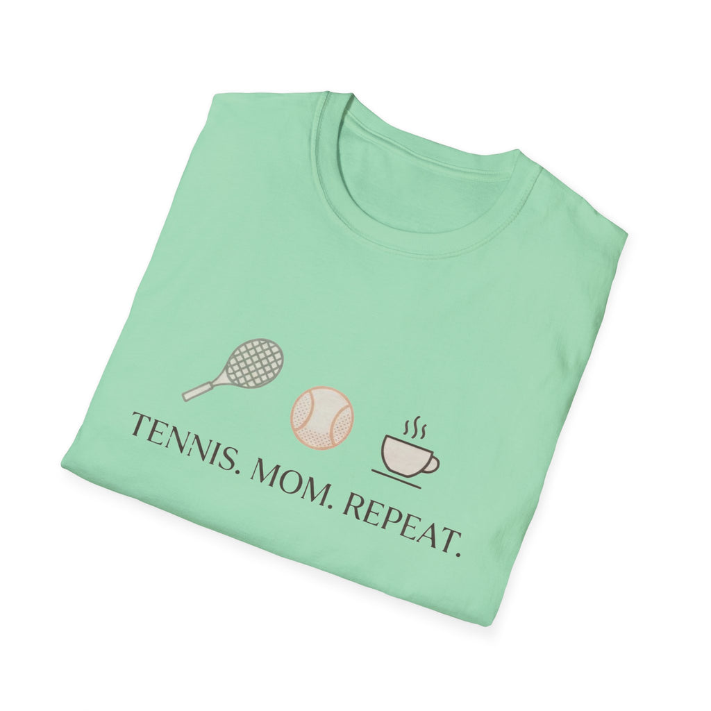 Tennis Mom T‑Shirt – "Tennis. Mom. Repeat." Graphic Tee