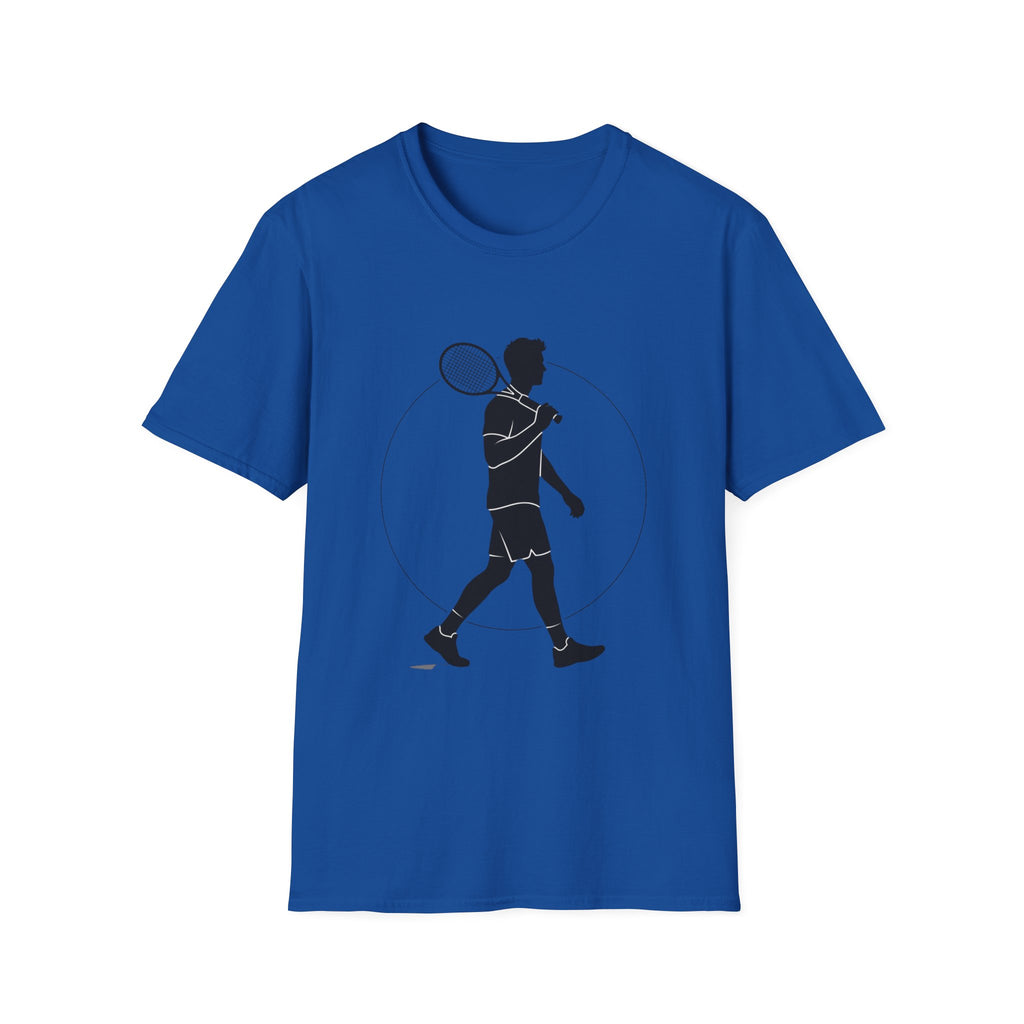 Tennis Player Silhouette T‑Shirt — Minimal Athletic Graphic Tee