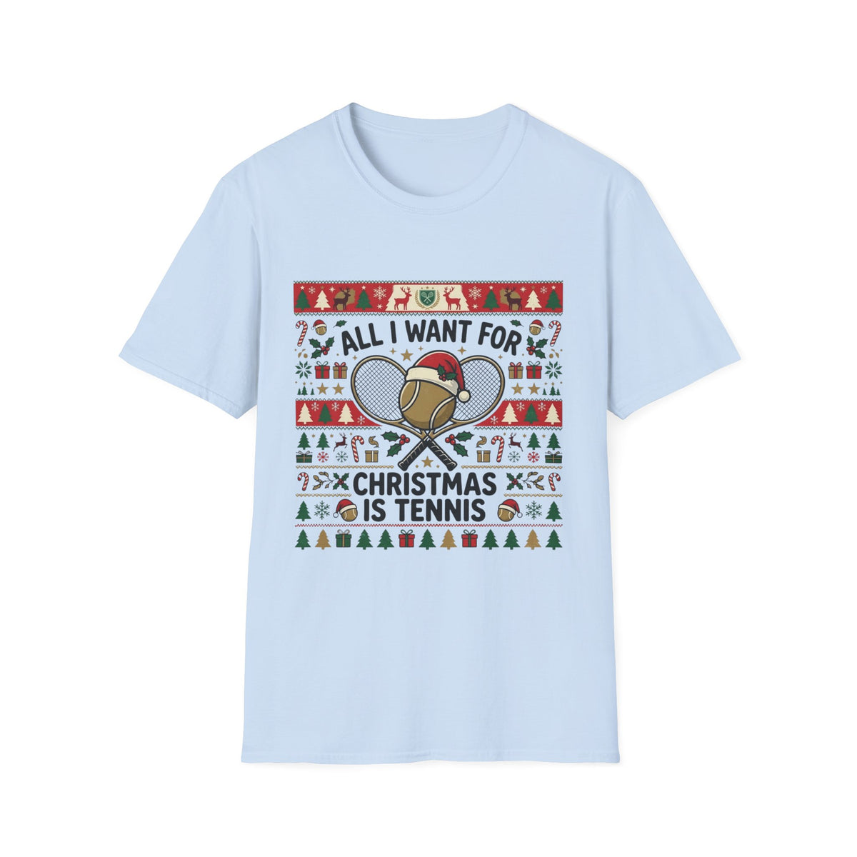 Tennis Christmas T‑Shirt — "All I Want For Christmas Is Tennis" Holiday Tee