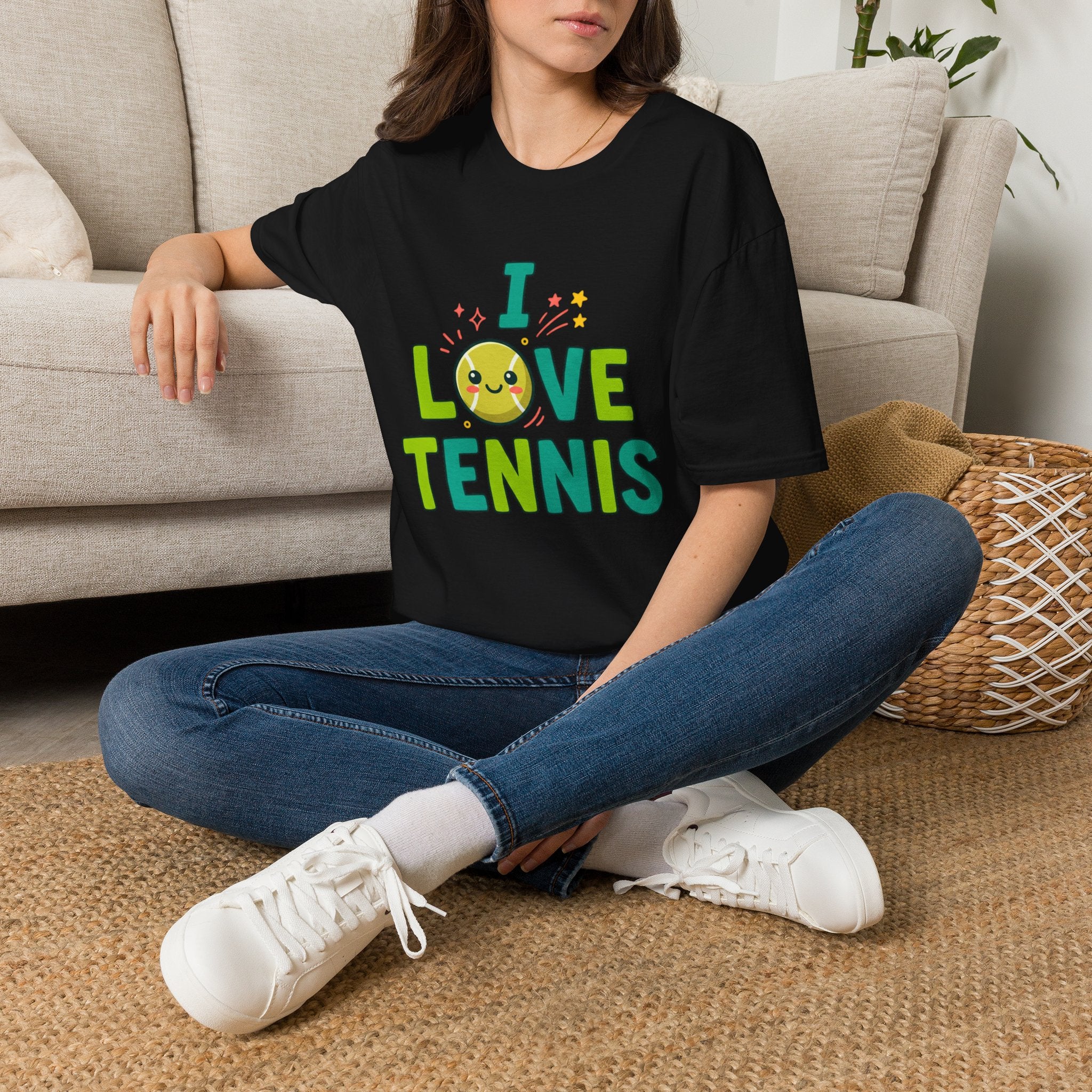 I Love Tennis T-Shirt — Cute Smiley Tennis Ball Tee for Players & Fans
