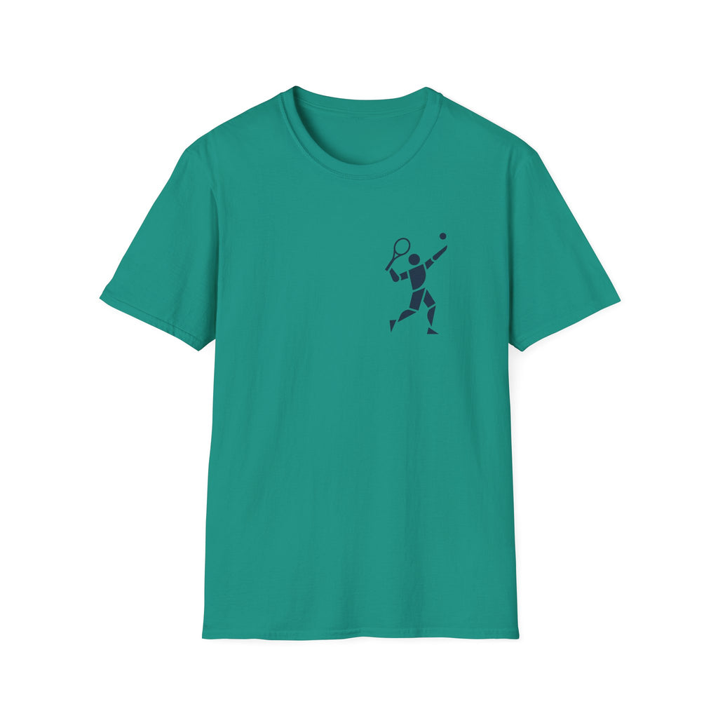 Tennis Player Minimalist T‑Shirt — Geometric Tennis Graphic Tee