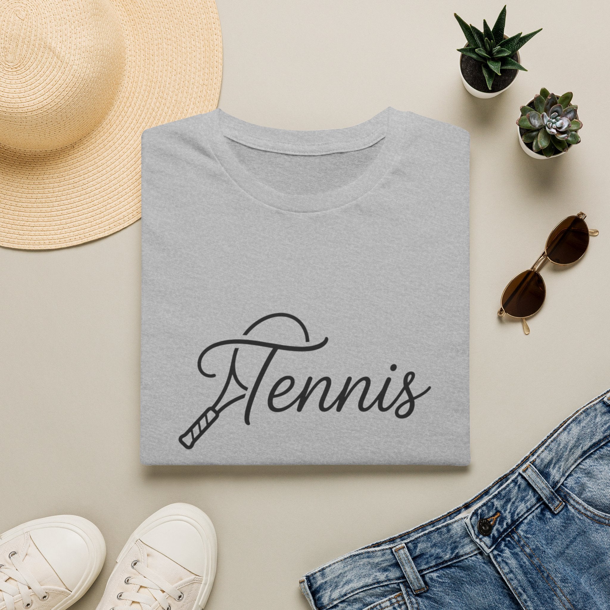 Tennis Script T-Shirt — Elegant Racket Design