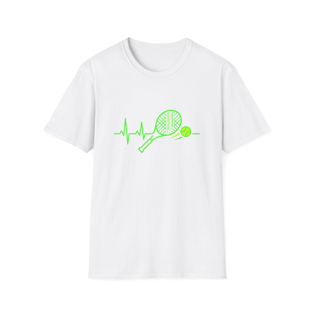 Tennis Racket Heartbeat T-Shirt — Neon Green Tennis Lover Tee